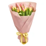 15 нежно розовых тюльпанов